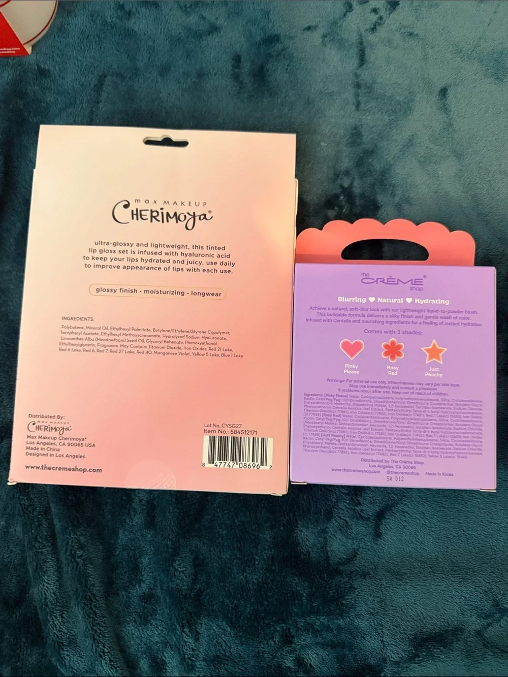 Cherimoya Lip Gloss & Blush Set - Pink and Lilac Packaging
